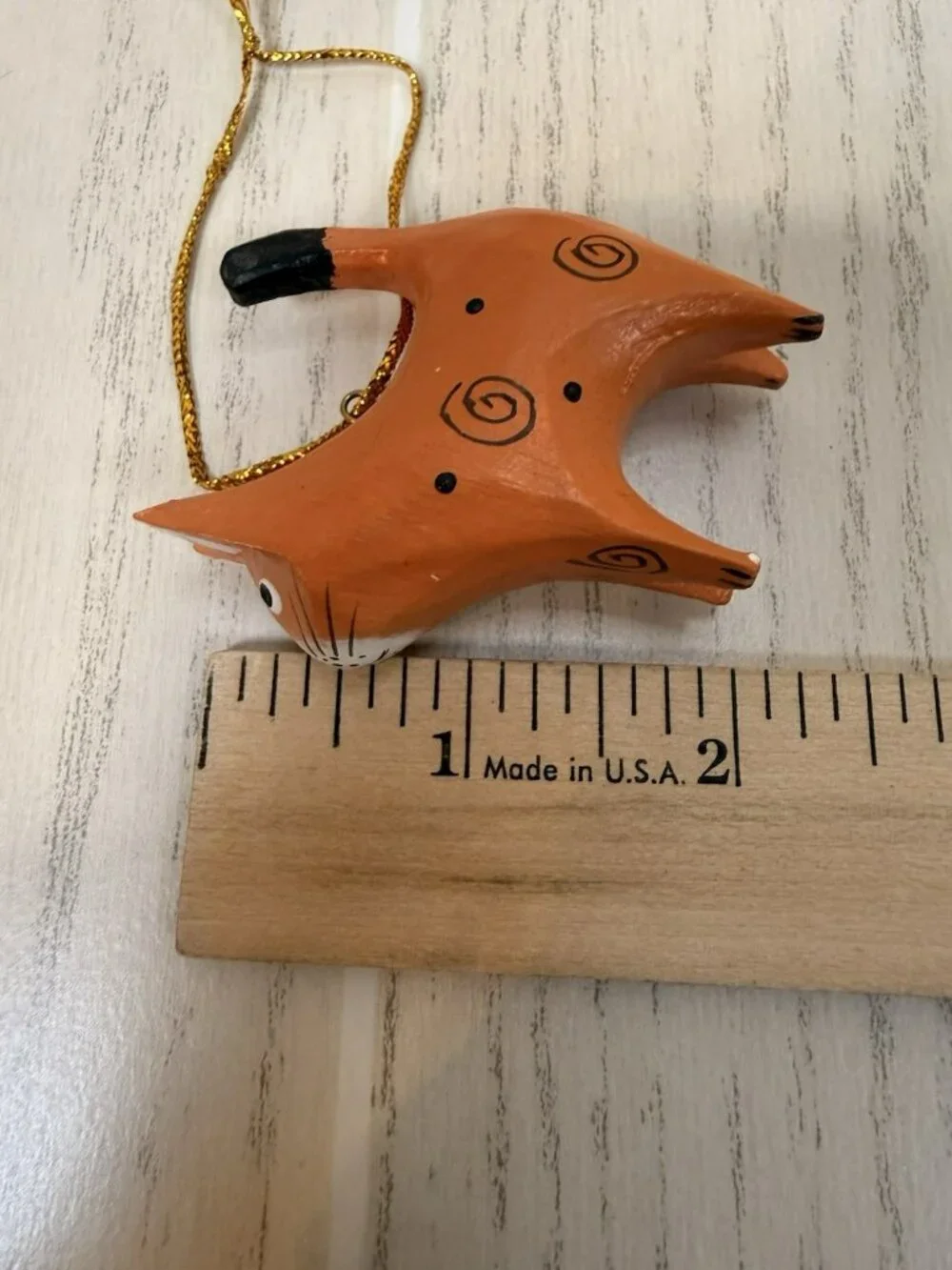 Set of 5 Handmade Hand Painted Wooden Cat Christmas Tree Ornaments Folk Art